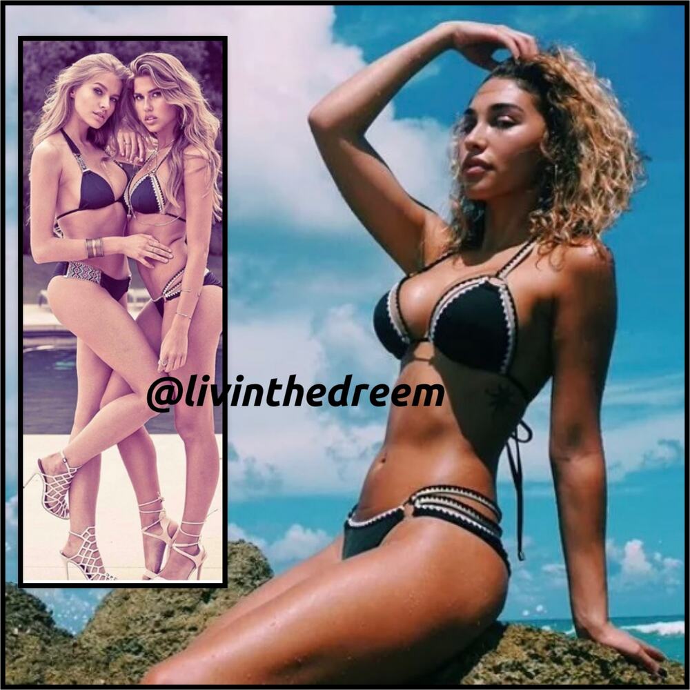 Beach Bunny 2016 Madagascar Like Bikini Black & Gold XL SET